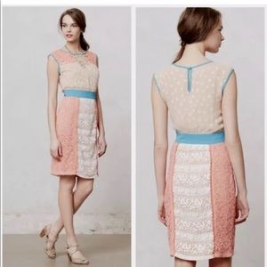 Anthropologie Ephemere Champagne Dress Size 6